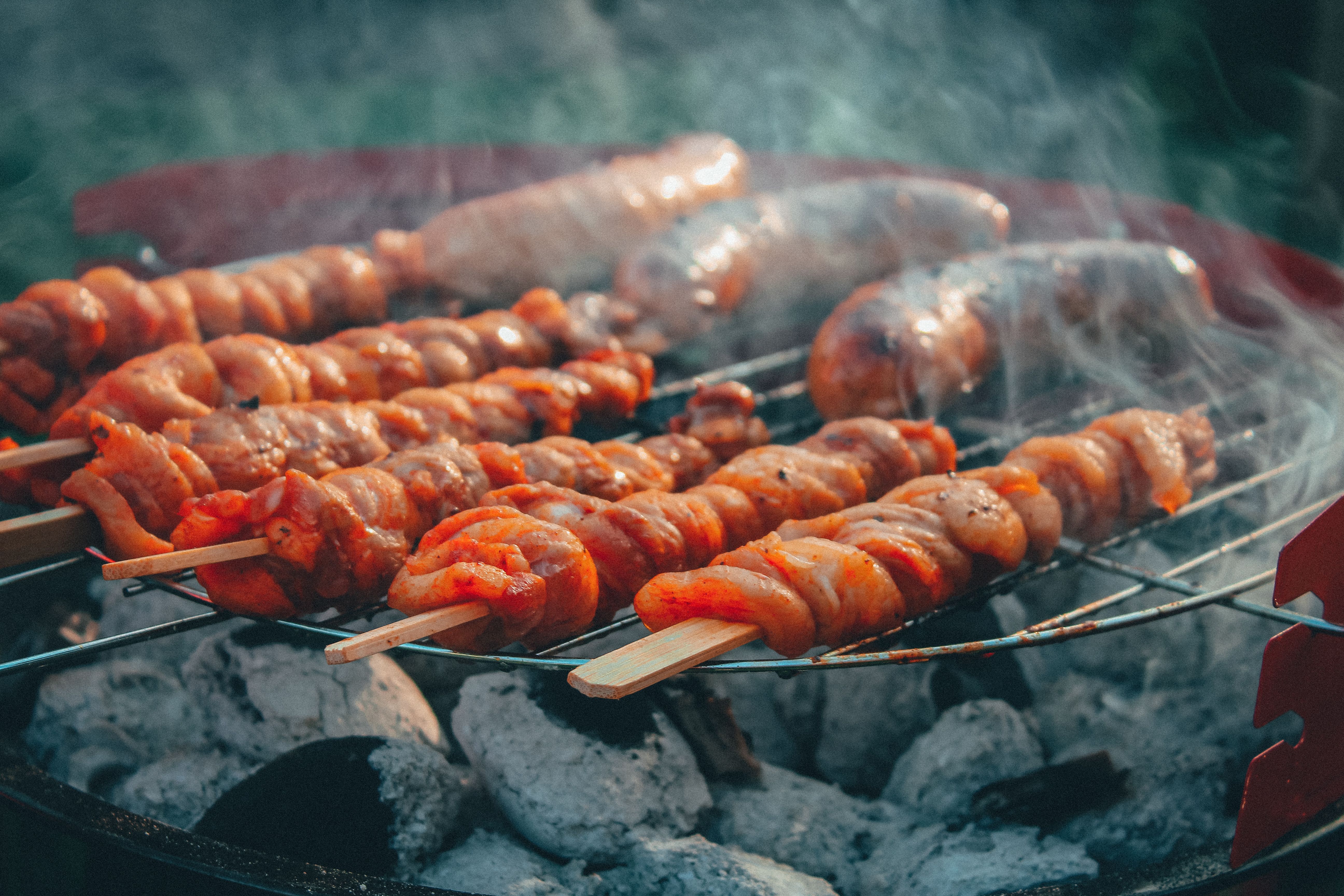 Family enjoying barbecue dinner